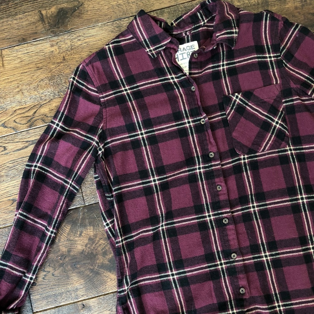 Maroon Plaid Grunge Flannel